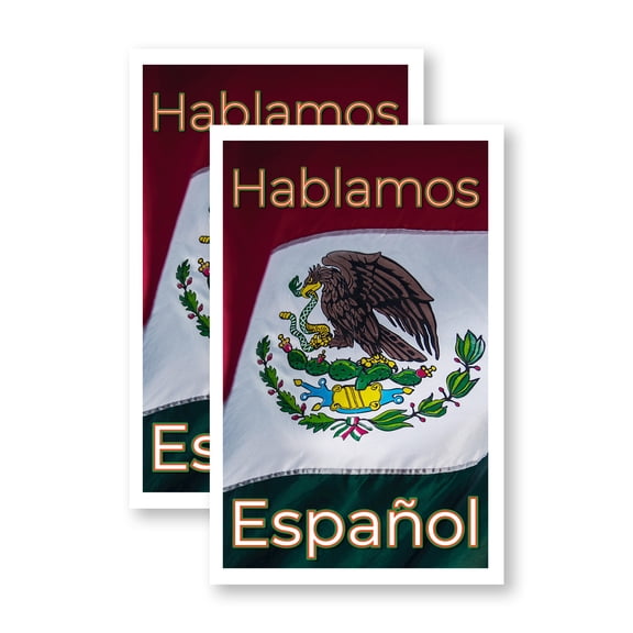Hablamos Español (2-Pack) 24 Inch x 36 Inch Vinyl Decals | Sign Insert Peel & Stick Decals Stickers Window Signs | Spanish Language Services, Customer Ready, Bold Design | Made in USA