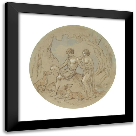 Hablot Knight Browne 20x20 Black Modern Framed Museum Art Print Titled - Designs for a Series of Plates Illustrating Venus and Adonis Pl9