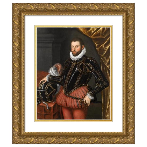 Habsburg Court Painter 12x14 Gold Ornate Wood Frame and Double Matted Museum Art Print Titled - Portrait of Archduke Ernst of Austria (1553-1595)