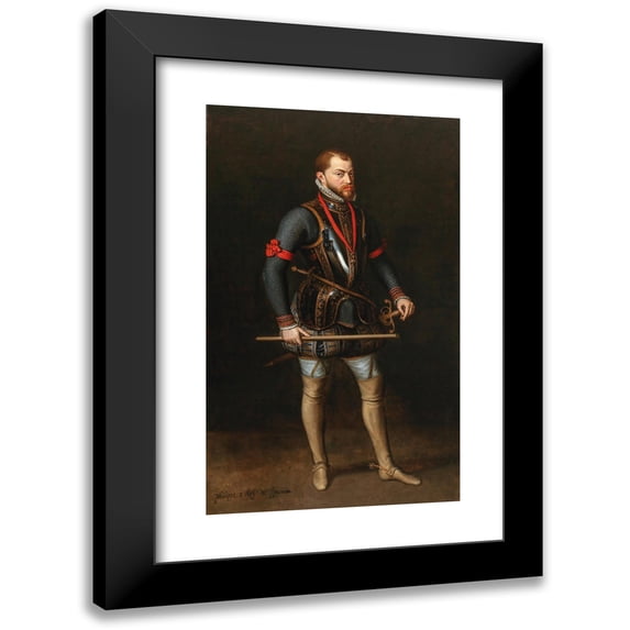 Habsburg Court Painter 16x24 Black Modern Framed Museum Art Print Titled - Portrait of Philip II of Spain (1527-1598) (circa 1600)