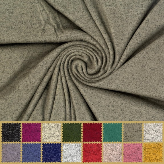 LitLook Hacci Sweater Knit Fabric by the Yard - 4-Way Stretch 190 GSM Pashmina Fabric for Sweaters, Cardigans, Hoodies, Dresses, Loungewear - Olive / Black