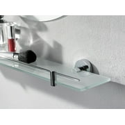 Haceka Kosmos 24 inch Modern Opaque Glass Bathroom 1-Piece Floating Wall Shelf Chrome
