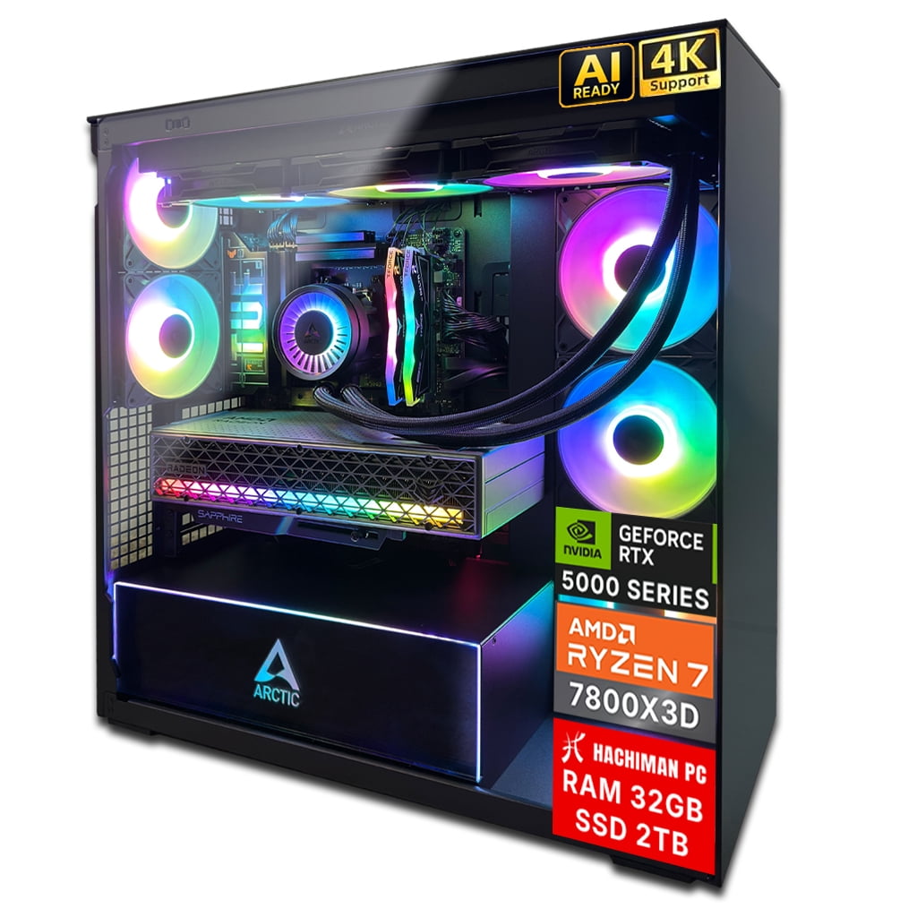 Hachiman PC Kori Gaming PC, AMD Ryzen 7 7800X3D, NVIDIA GeForce RTX 5070 12GB, 32GB DDR5 6000MHz RGB, 2TB Gen4 NVMe SSD, 360 A-RGB AIO, Wi-Fi 6, Windows 11 Home, Desktop Computer