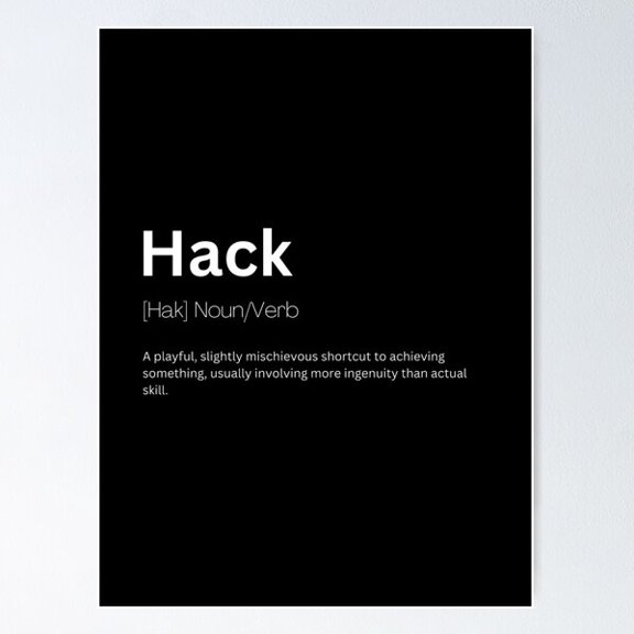 Hack Dictionary Definition Poster Wall Art, Modern Wall Decor For Living Room Bedroom, 8x12 UNFRAMED