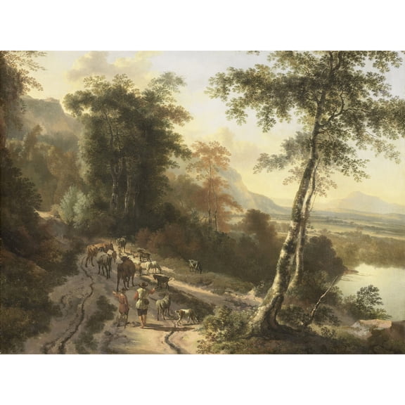 Hackaert Landscape With Cattle Drivers Extra Large XL Wall Art Poster Print