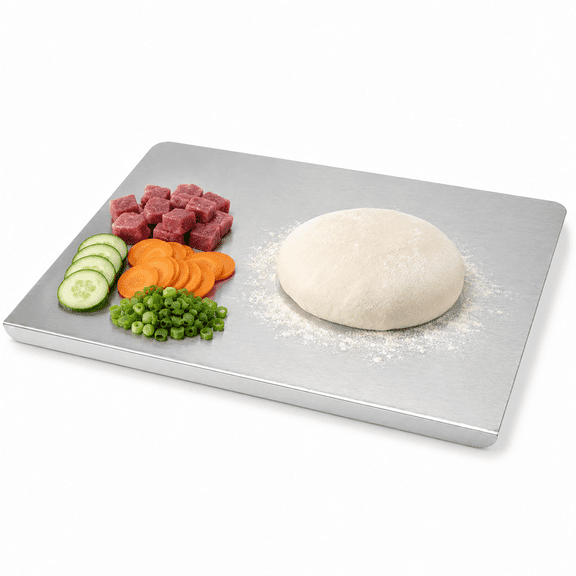 Stainless Steel Kneading Board, 15.7 x 11.8 in Large Cutting Board with L-Shaped Lip, Work Surface for Rolling Dough, Baking, Cutting Meat, Heavy-duty Food Prep Tray for Kitchen Counter