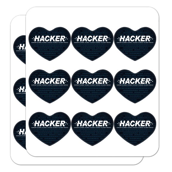 Hacker Binary Code Geek Nerd Heart Shaped Planner Calendar Scrapbook Craft Stickers