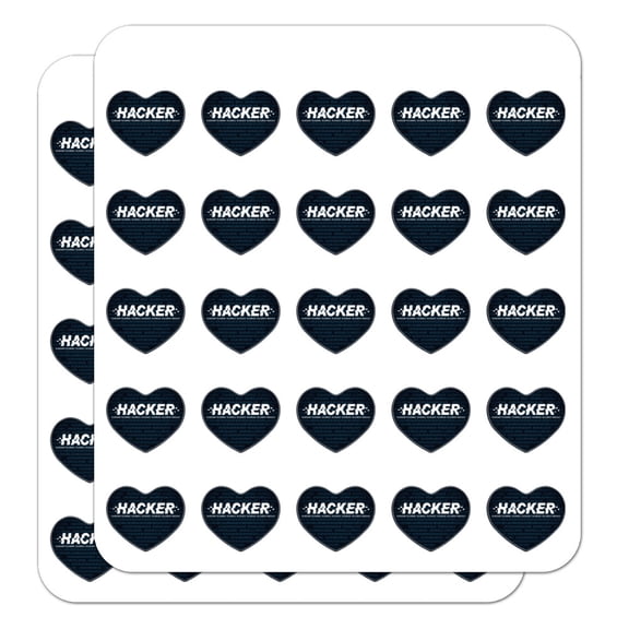 Hacker Binary Code Geek Nerd Heart Shaped Planner Calendar Scrapbook Craft Stickers