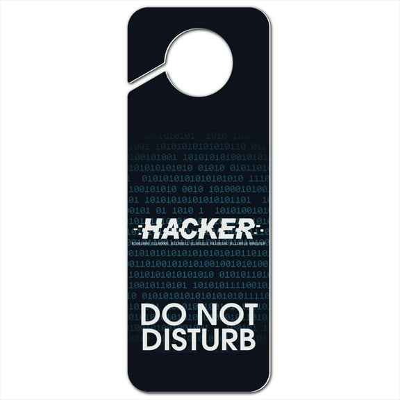 Hacker Binary Code Geek Nerd Plastic Door Knob Hanger Sign