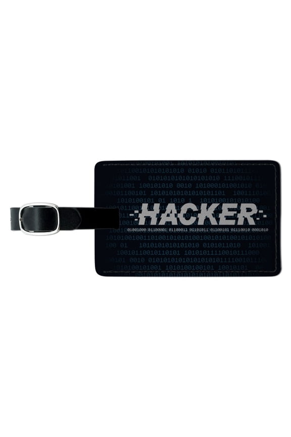 Hacker Binary Code Geek Nerd Rectangle Leather Luggage Card Suitcase Carry-On ID Tag