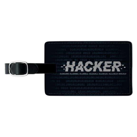 Hacker Binary Code Geek Nerd Rectangle Leather Luggage Card Suitcase Carry-On ID Tag