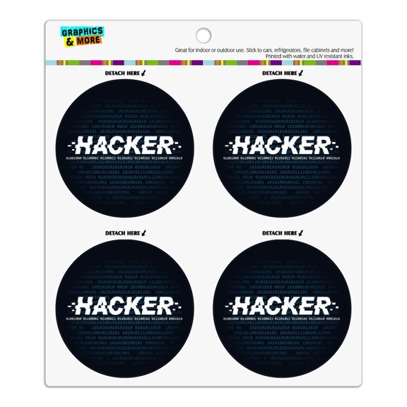 Hacker Binary Code Geek Nerd Refrigerator Fridge Locker Vinyl Circle Magnet Set