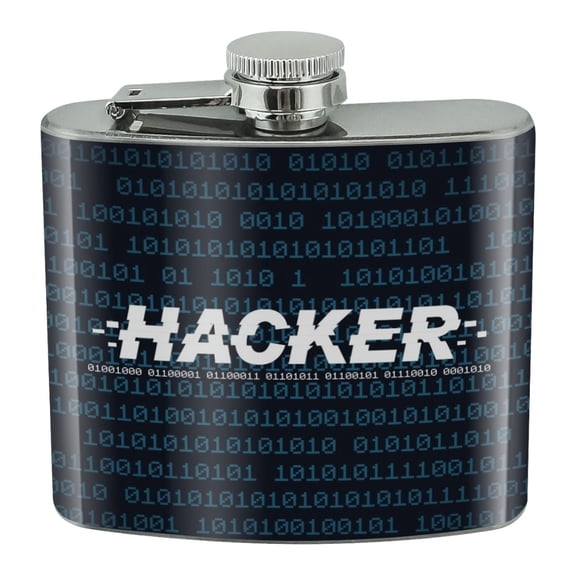 Hacker Binary Code Geek Nerd Stainless Steel 5oz Hip Drink Kidney Flask