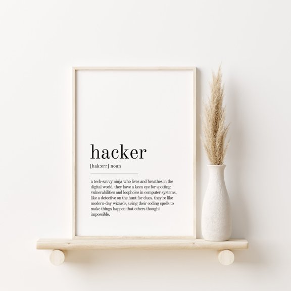 Hacker Definition Wall Art Print Tech Office Decor