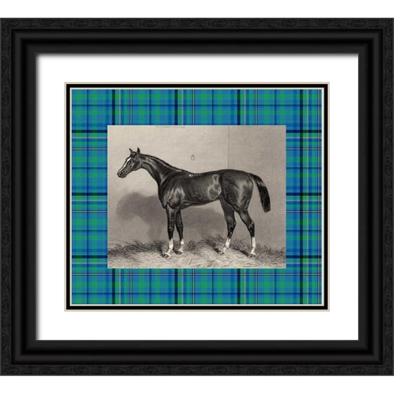 Hacker, E. 17x15 Black Ornate Wood Framed with Double Matting Museum Art Print Titled - Equestrian Plaid IV