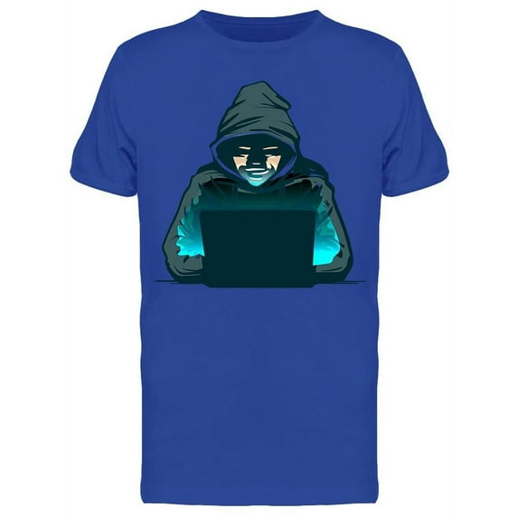 Hacker With Laptop T-Shirt Men -Image by Shutterstock, Male XX-Large