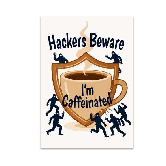 Hackers Beware I'm Caffeinated - Cybersecurity Analyst - 13x19 Poster Print