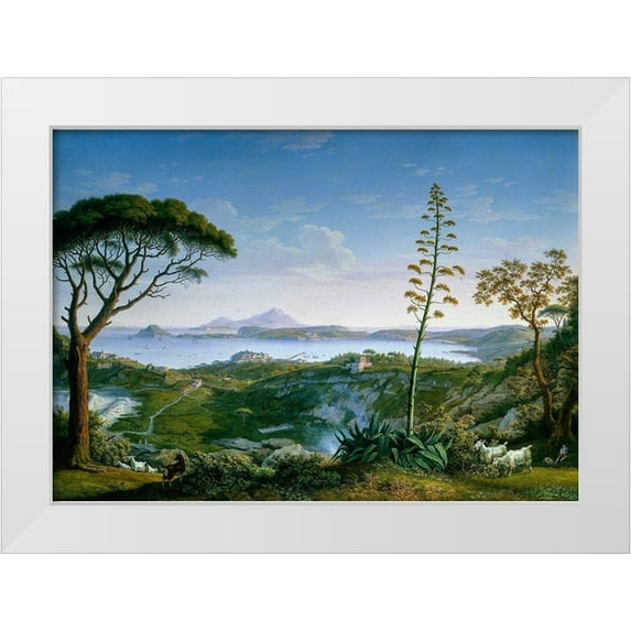 Hackert, Philipp 18x14 White Modern Wood Framed Museum Art Print Titled - View of the Gulf of Pozzuoli from Solfatara