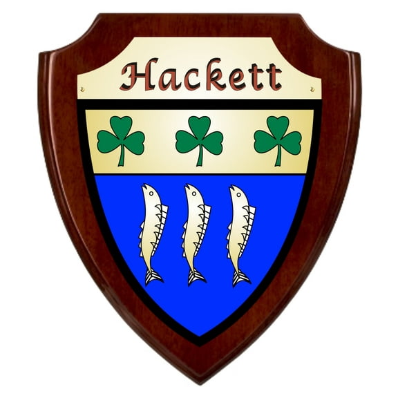Hackett Irish Coat of Arms Shield Plaque - Rosewood Finish