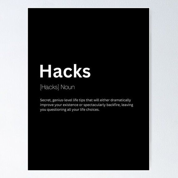 Hacks Dictionary Definition Poster Wall Art, Modern Wall Decor For Living Room Bedroom, 8x12 UNFRAMED