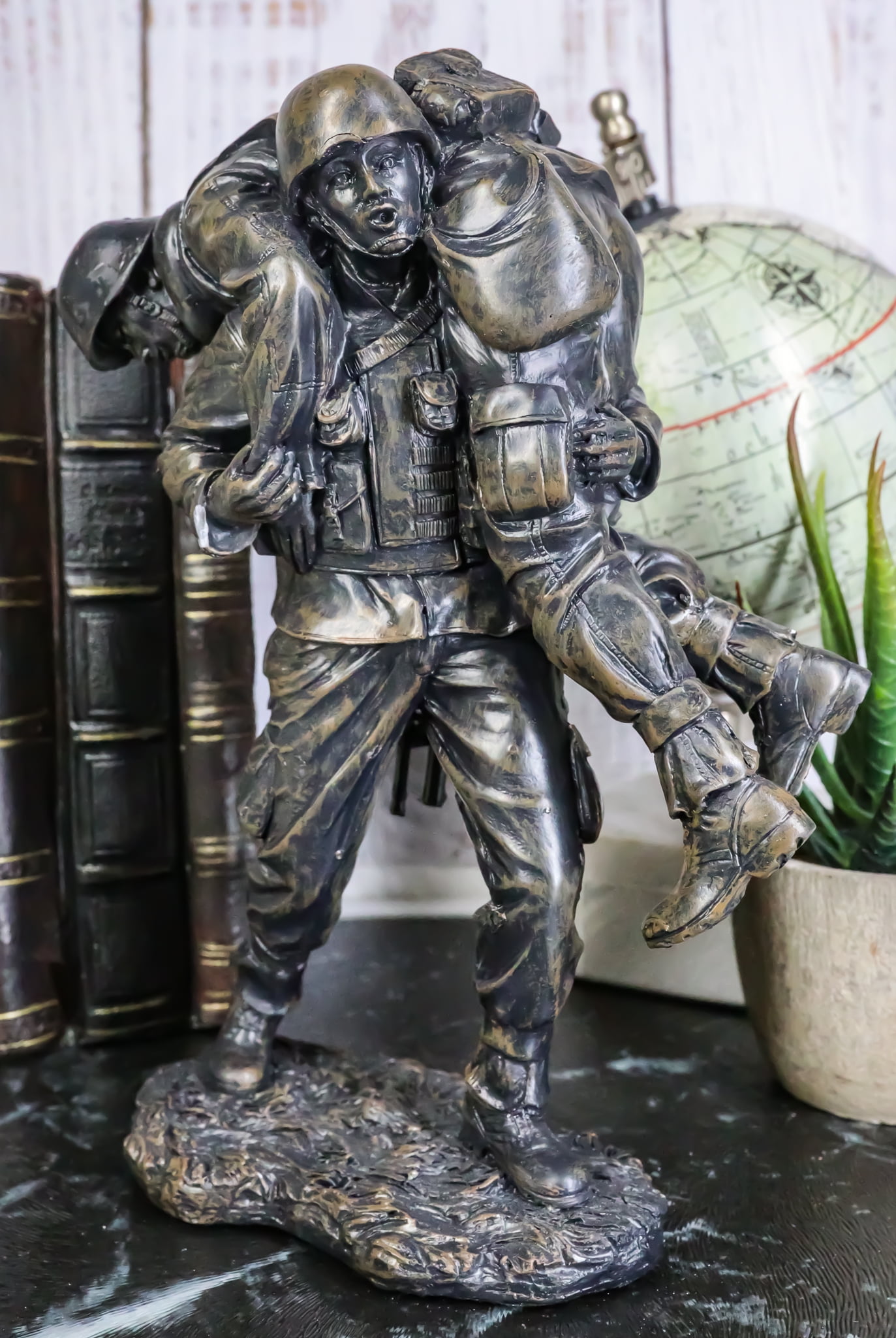 Hacksaw Ridge Military Soldier Carrying A Wounded Brother Figurine