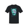 thumbnail image 1 of Hacktivist Anonymous Glitch Art Black Men's T-shirt, 1 of 3