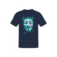thumbnail image 1 of Hacktivist Anonymous Glitch Art Navy Men's T-shirt, 1 of 3