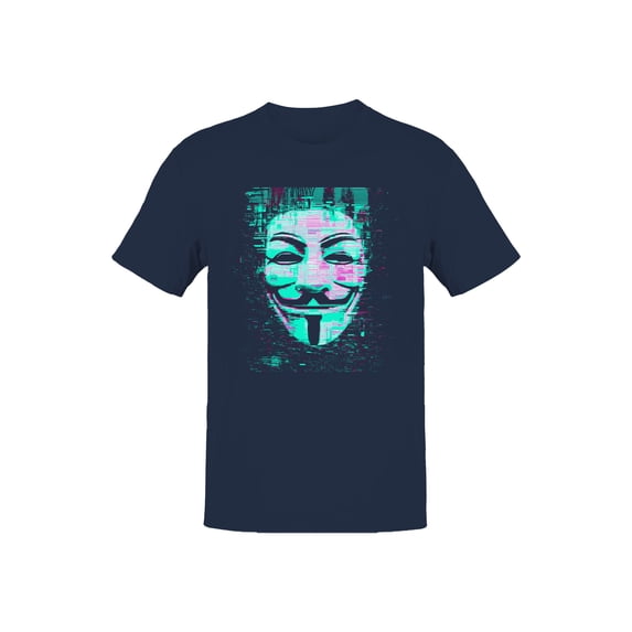 Hacktivist Anonymous Glitch Art Navy Men's T-shirt