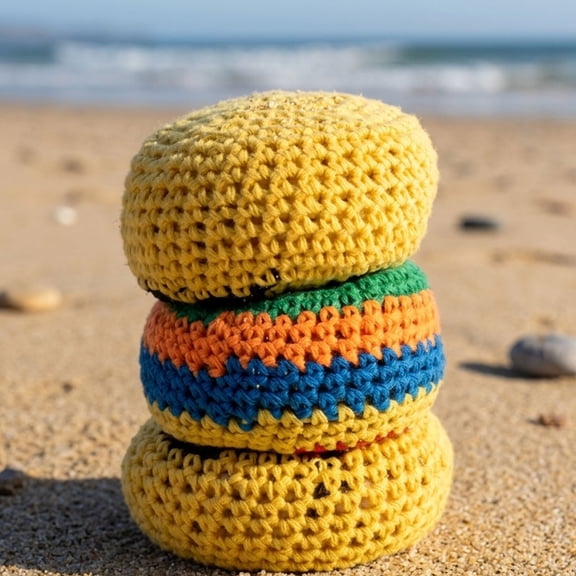 Hacky Sack Balls,Hand-Made Knitted Hacky Bags,Knitted Beach Sports Small Sandbag