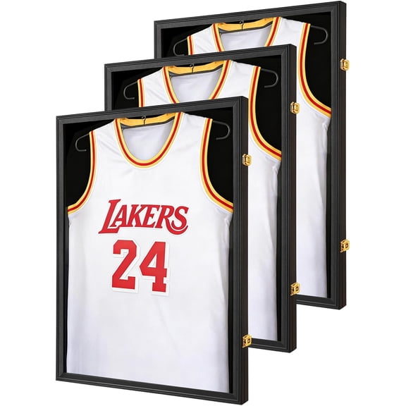 Hactyn Jersey Display Case Black Shadow Box 3 Pack