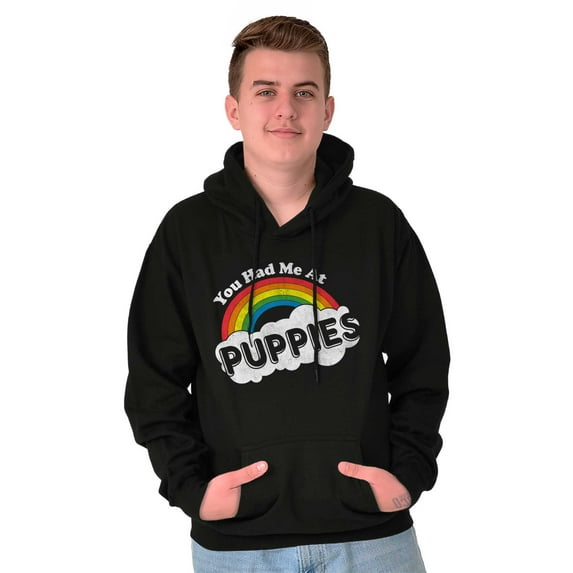 Had Me At Puppies Funny Rainbow Dog Unisex Plus Fleece Graphic Hoodie Brisco Brands 2X
