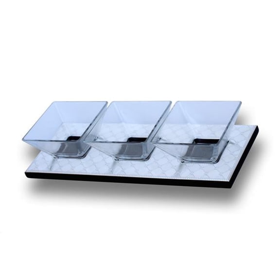 Hadad Bros 3 Section Dish, Mahogany & Silver