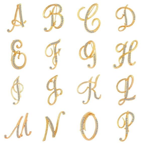 Hadanceo 1 Pc Fashion Unisex Rhinestone English Letters Alphabet A-Z Brooch Pin Ornament