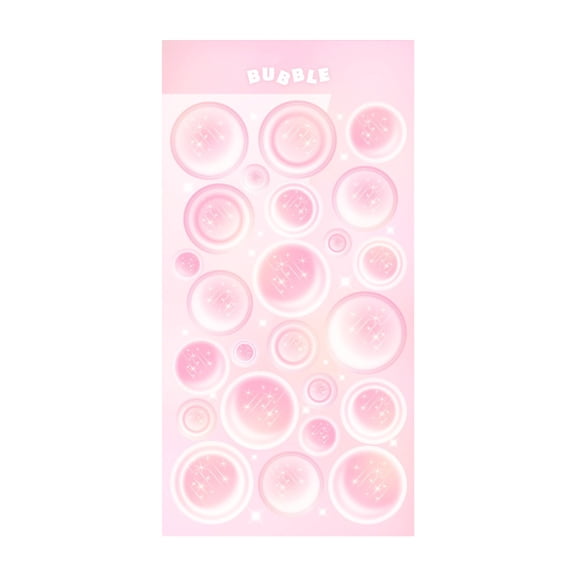 Hadanceo 1 Sheet Scrapbook Sticker Self-adhesive Glitter Removable No Residue Easy to Apply DIY Colorful Bubble Shape Diary Sticker Stationery Supplies