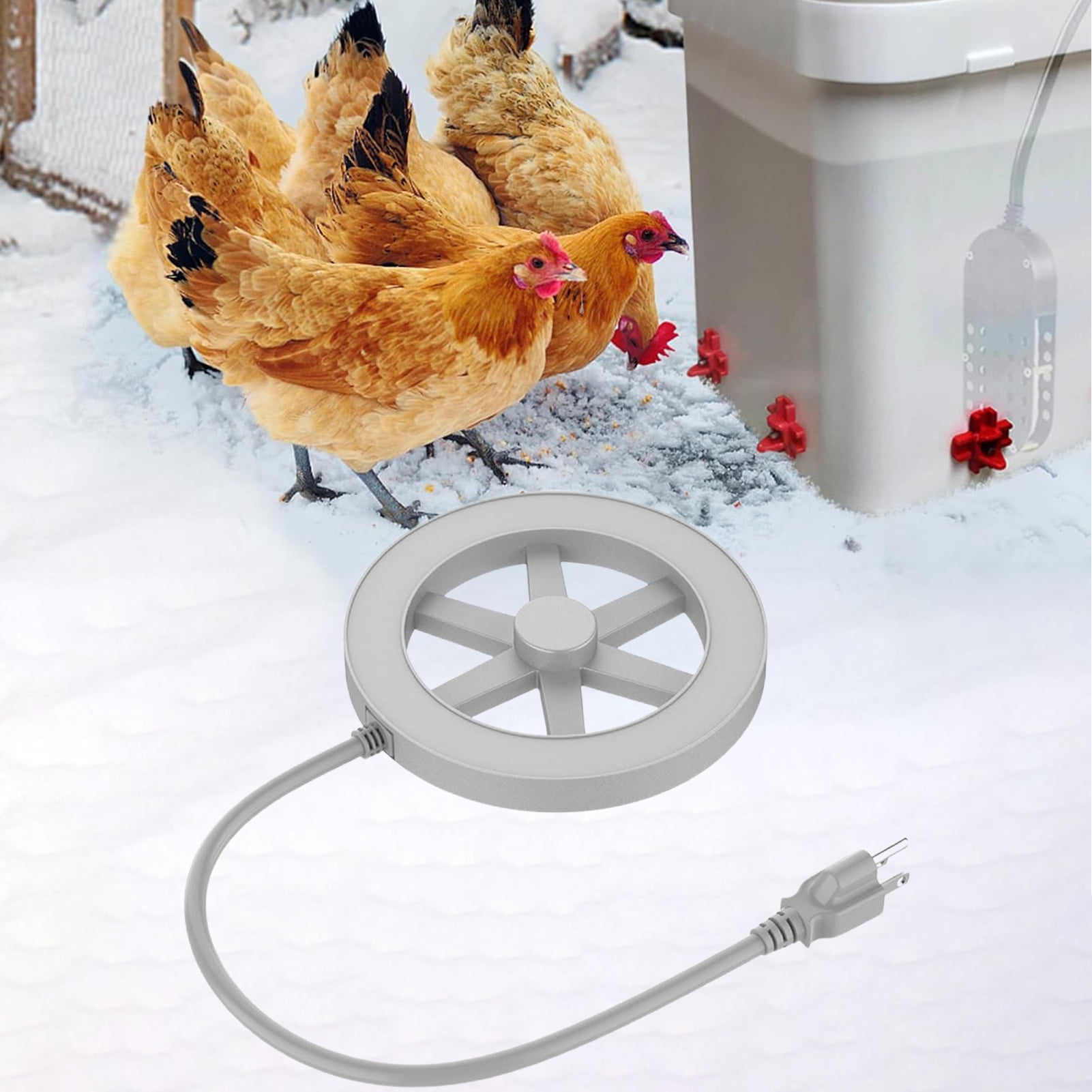 Hadanceo 250W Thermostatic Chicken Waterer Heater Durable Aluminum Safe