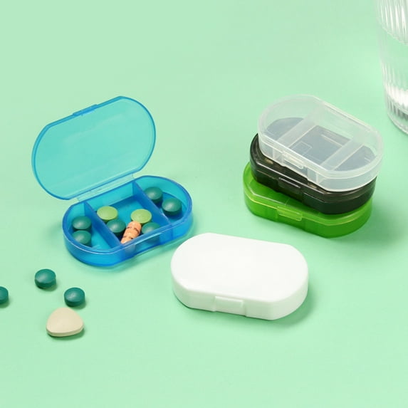 Hadanceo 2Pcs Pill Box Avoid Light Compartmentalized Transparent Dustproof Portable Carry-on Pill Dispenser Box Household Supplies Clear Blue