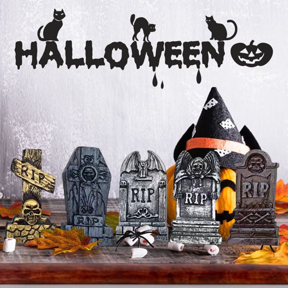 Hadanceo 5 Pcs Halloween Ornaments Create Atmosphere Tombstone Garden Decoration Fine Workmanship Ornaments for Parties Festivals