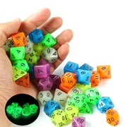 Hadanceo 7Pcs Wear-resistant Luminous Polyhedral Dice Set for Bar KTV Table Board Game