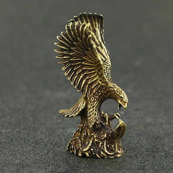Hadanceo Anti-fade Eagle Figurine Copper Sophisticated Texture Flying Miniature Eagle for Home