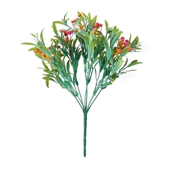 Hadanceo Artificial Flower,Artificial Green Plant No Watering No-Withering Decorative Multi-branch Fake Shrubs with Bamboo Leaves Gypsophila Faux Flower Garden Supply