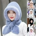 thumbnail image 1 of Hadanceo Autumn Winter Warm Hat Plush Lining Windproof Integrated Headwear Scarf for Women Cold Protection 3-in-1 Neck & Ears Warmer Plush Hat for Motorcycle Bike Cycling Skiing Hiking, 1 of 8