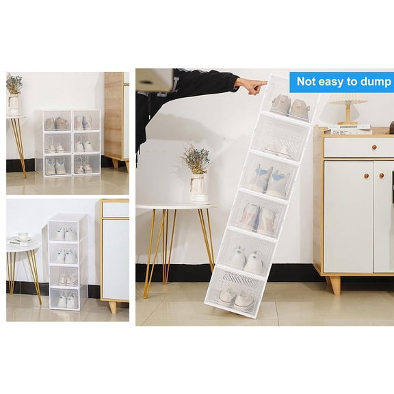 Hadanceo Clear Plastic Shoe Box Space Saving Stackable Shoe Storage Box Sneaker Container Case Bin with Lid Shoe Organizer