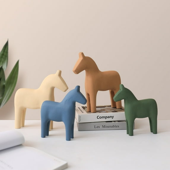 Hadanceo Decorative Minimalist Horse Figurine Wood Home Ornaments for Living Room