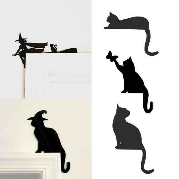 Hadanceo Door Frame Decoration Halloween Exquisite Cat Shape Acrylic Door Frame Ornament for Home Festival Decor