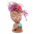 thumbnail image 1 of Hadanceo Flower Pot,Flower Vase Lovely Large Capacity Reusable Resin Coffee Girl Plant Holder Household Supplies, 1 of 7