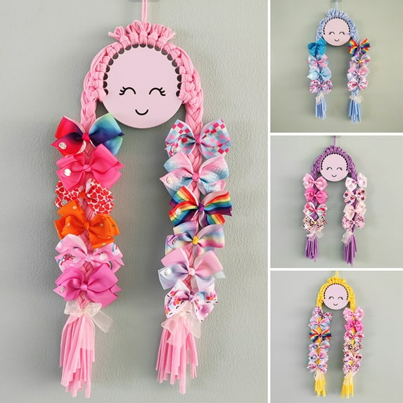 Hadanceo Hair Clip Organizer Cartoon Decorative Cloth Strip Braided Doll Hair Bow Holder Nursery Accessories