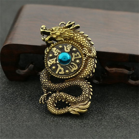 Hadanceo Handmade Dragon Figurine Auspicious Design Brass Retro Style Flying Dragon Statue for Home