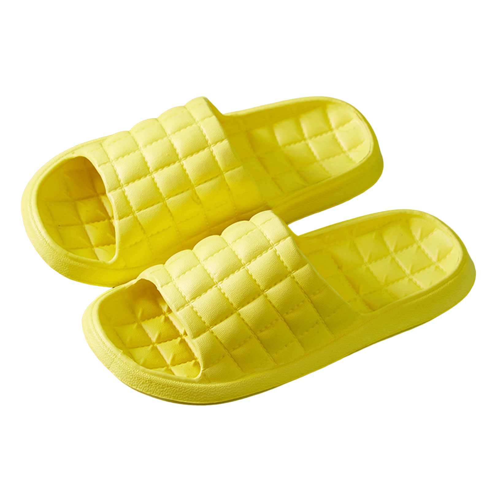 Hadanceo Men Women Summer Home Slidesr Shower Slippers Grid Pattern Solid Color Soft Sole EVA