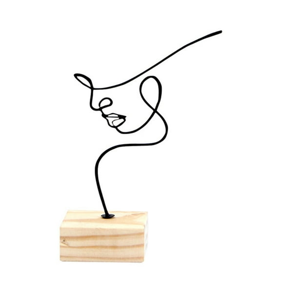 Hadanceo Metal Desk Decoration Wear-resistant Stable Wooden Base Nordic Abstract Sculpture Art Craft Attractive for Bedroom