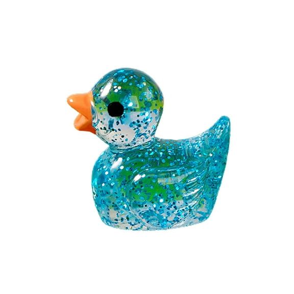 Hadanceo Mini Glitter Clear Duck Ornament,Cute Resin Craft Desktop Colorful Duck,Figure Figurine Statue Dollhouse Garden Microlandscape Decoration,Blue